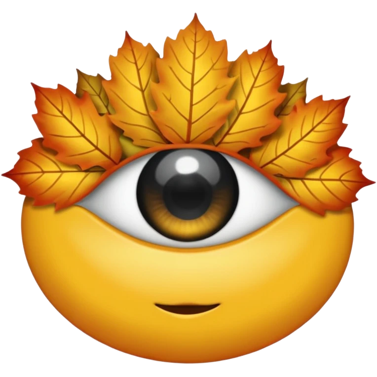 feuille d'érable couleur vermeille, deux yeux ronds noirs brillants emoji
