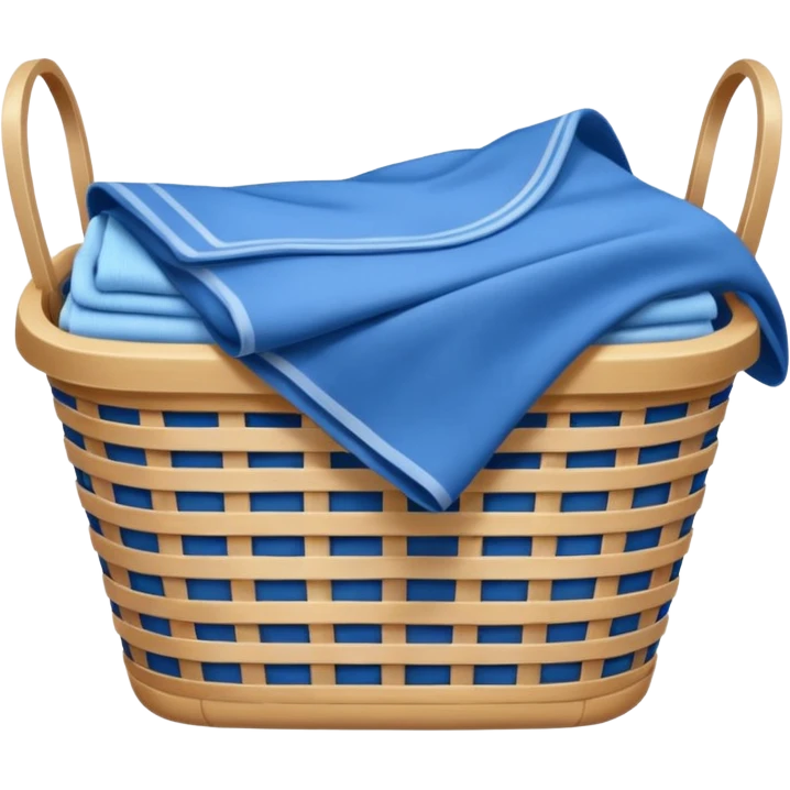 LAUNDRY white BASKET WITH FOLDED blue CLOTHES emoji