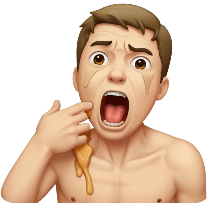 Man choking himself while screaming  emoji