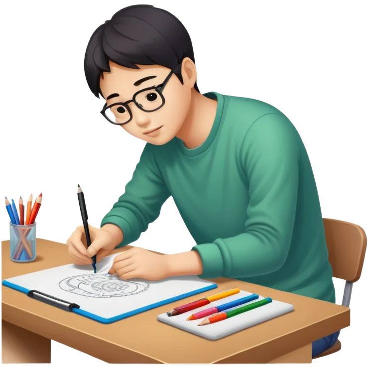 Asian drawing on drawing table  emoji
