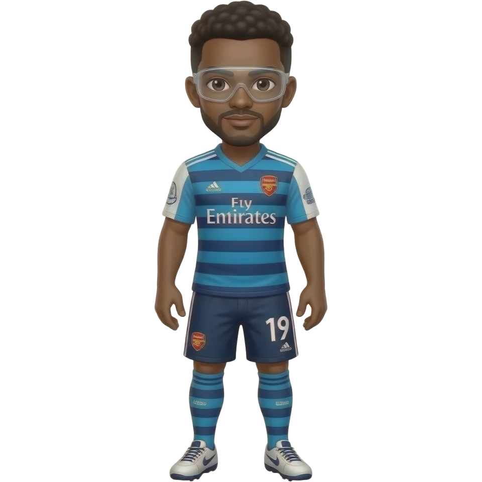The arsenal player wear spectical and gorceres amh emoji