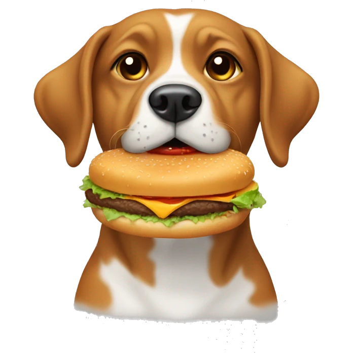 Dog eating burger emoji