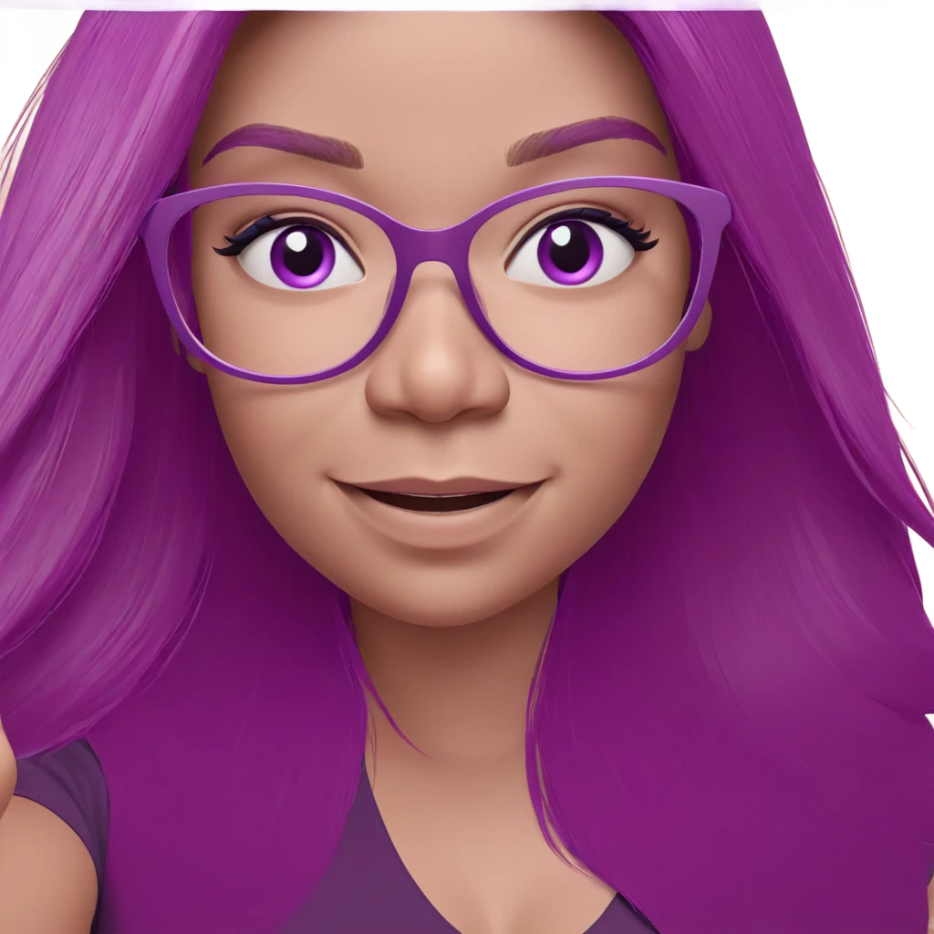 smiling girl with purple theme emoji