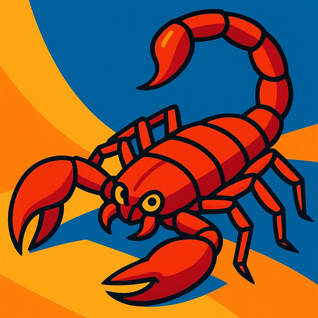 red scorpion, vibrant and bold style emoji