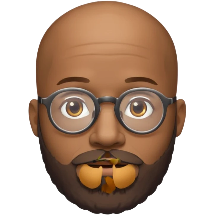African american male, bald, salt and pepper beard. Round face, glasses emoji