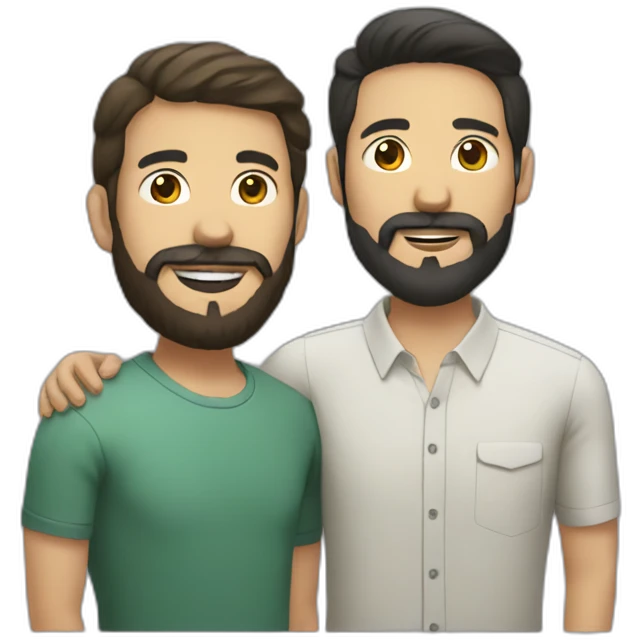 colombian with a beard and vietnamese gay couple emoji