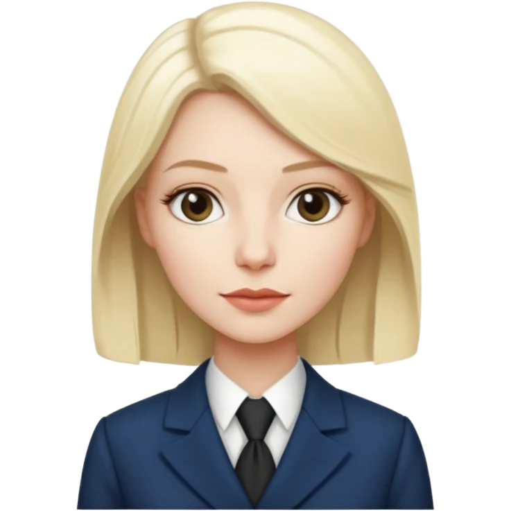 femme blanche et blonde habillée avec une robe professionnelle des avocats en France emoji
