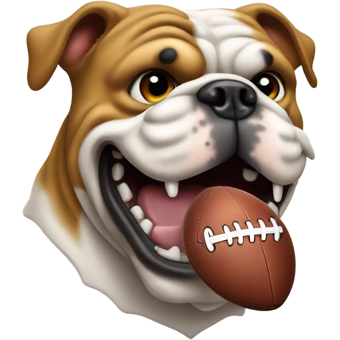 Bulldog with football and foaming mouth emoji