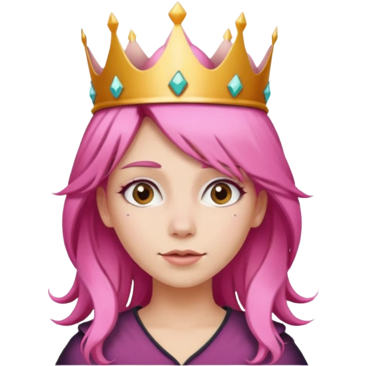 Pink hair woman wearing crown long hair  emoji