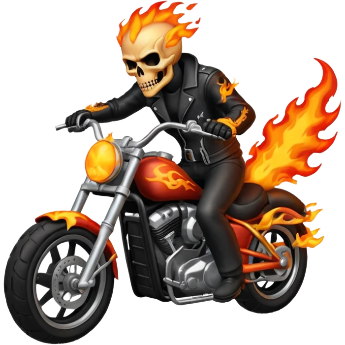 Ghost rider on motorbike is on fire emoji