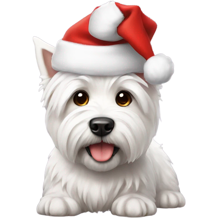 West highland terrier with Santa hat emoji