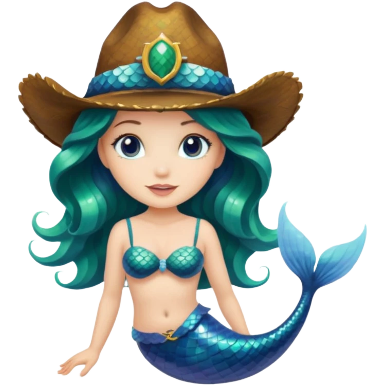 Mermaid wearing a cowboy hat emoji