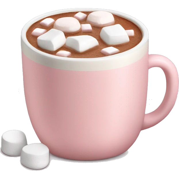 Light Pink mug of hot chocolate with marshmallows  emoji