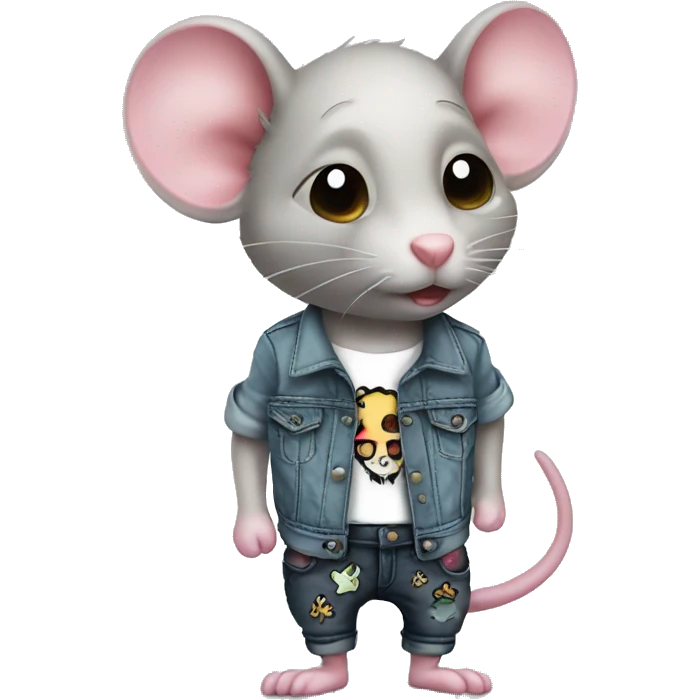 kawaii punk tattooed rat with jeans emoji