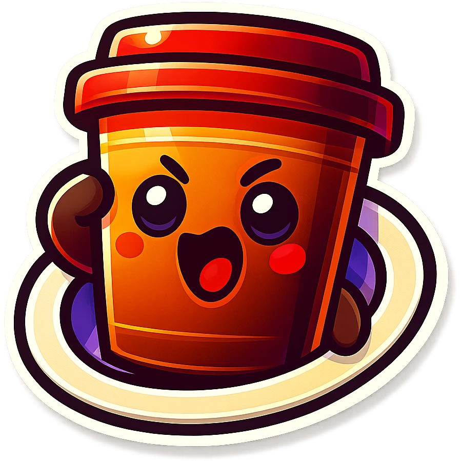 Tall coffee cup, dramatic, hiding, behind plate emoji