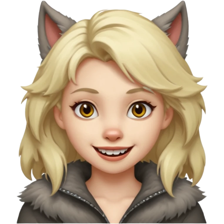Werewolf blode girl with a smile emoji