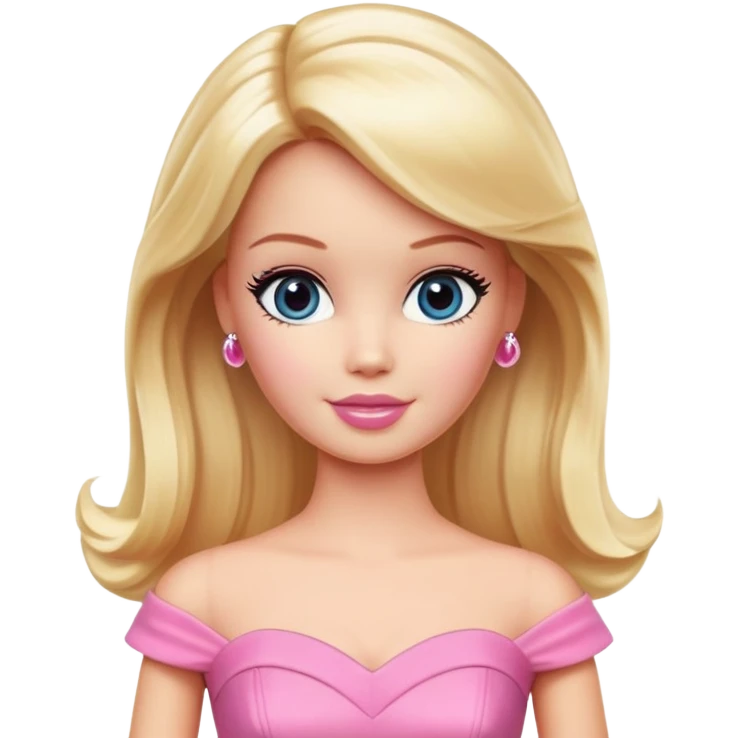 Barbie doll with blonde hair and pink dress emoji