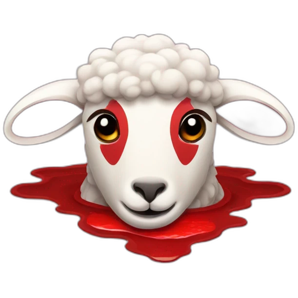 A sheep head in a red puddle emoji