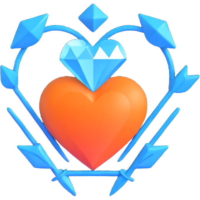 round diamond hearts and arrows cut, blue emoji