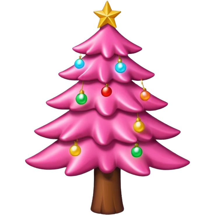 Crea un arbol de navidad en color rosa que parezca de caramelo Agrega luces navideñas has que la estrella brille emoji