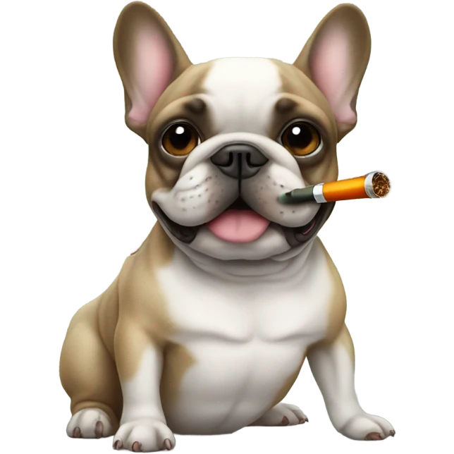 A French bulldog smokes from a glass pipe emoji