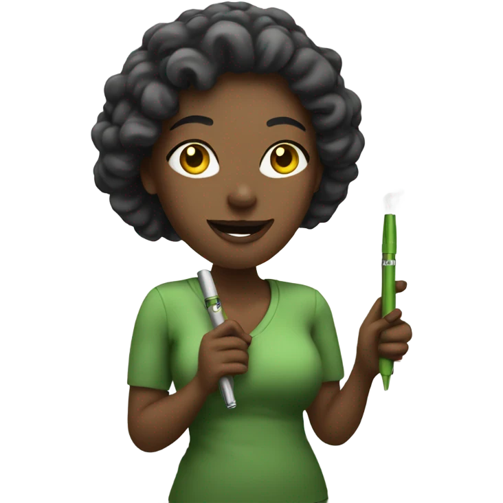 woman holding weed pen emoji