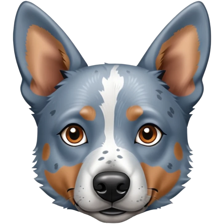 head shot of a blue heeler cattle dog with speckled blue-gray coat and pointed ears emoji