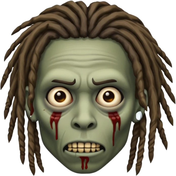 African American zombie with dreads, one eye emoji