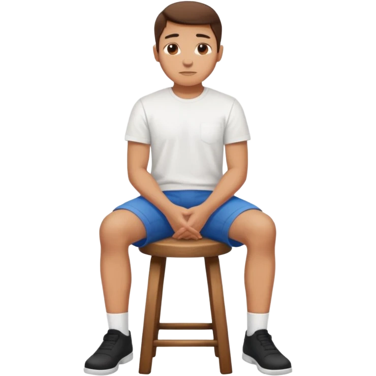 a person sitting on a stool with straight back turn in straight body putting their hands on legs. emoji