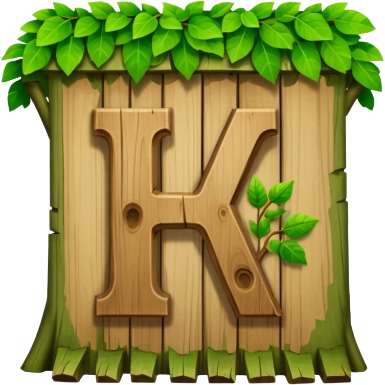 letter W on the side wall of a treehouse in a tree, top leaves visible emoji