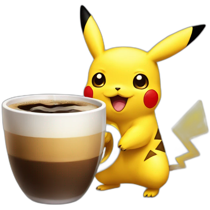 Pikachu drink coffee  emoji
