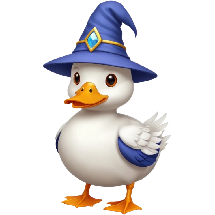 Duck wearing a wizard hat emoji