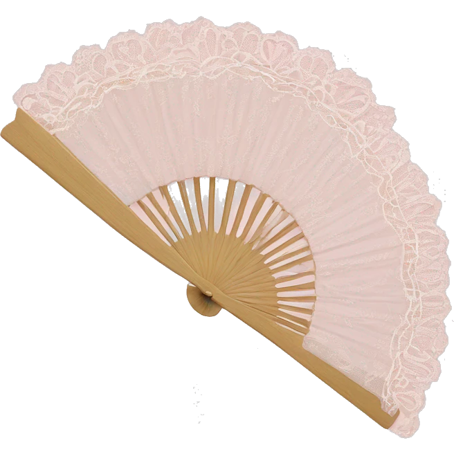 rococo pale pink fan with lace emoji