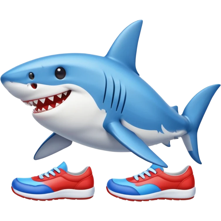 a smiling shark with colorful shoes emoji
