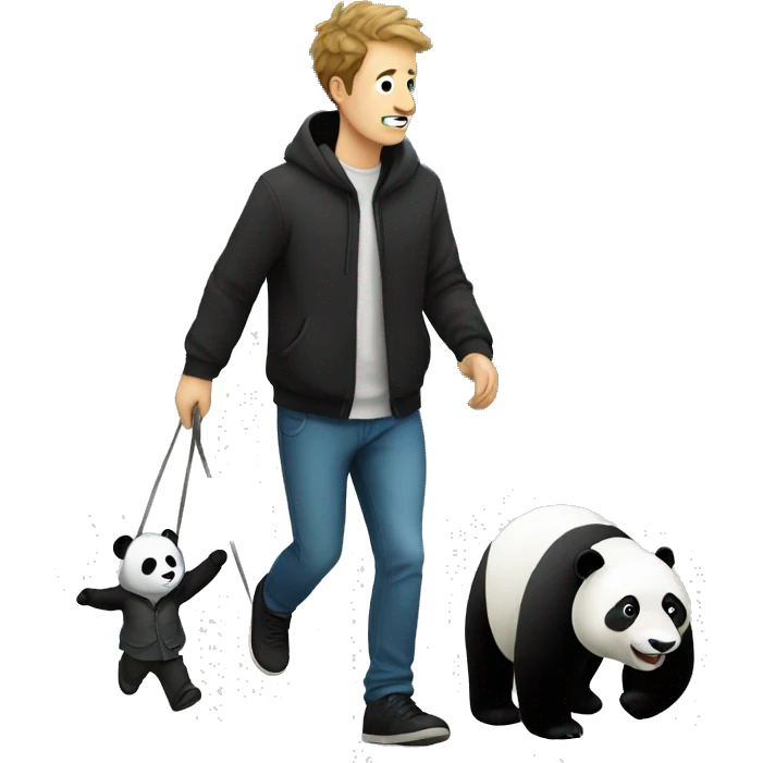 Guy walking a panda  emoji