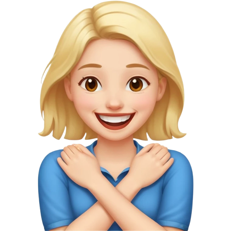 Girl with arms crossed on her neck laughing  emoji