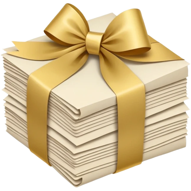 folded papers in round with a gold ribbon emoji