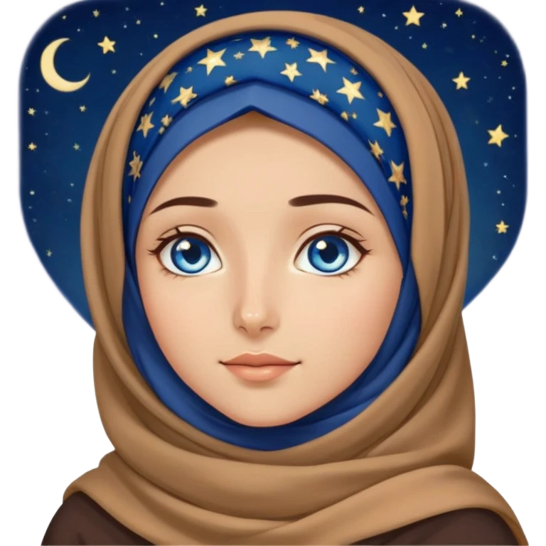Turkish beautiful finish Konya girl blue eyes with starry night hijab and watching the sky on the ground  emoji