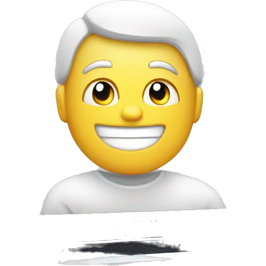 coding smile white man on macbook, closeup emoji