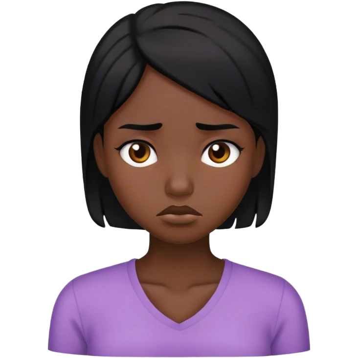 a black hair girl is tired of living alone emoji