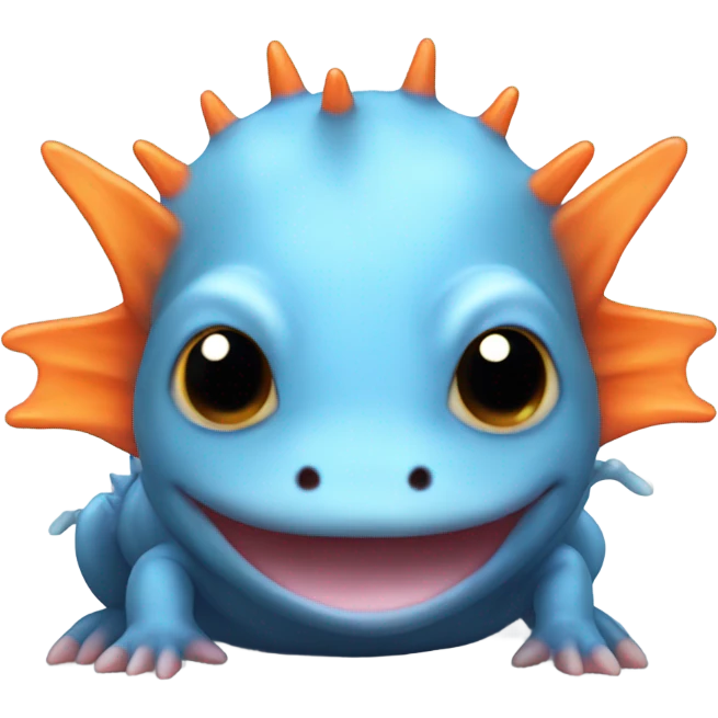 Blue axolotl with orange horns emoji
