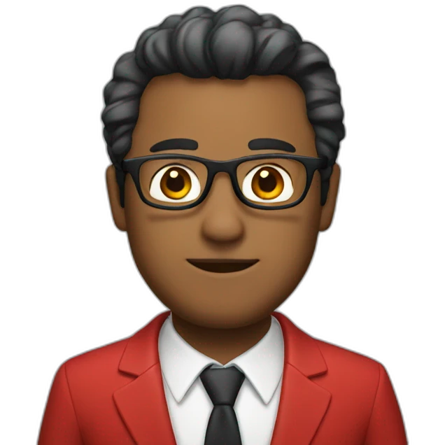 man with a red suit and glasses emoji