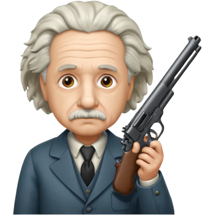 Albert Einstein holding a gun emoji