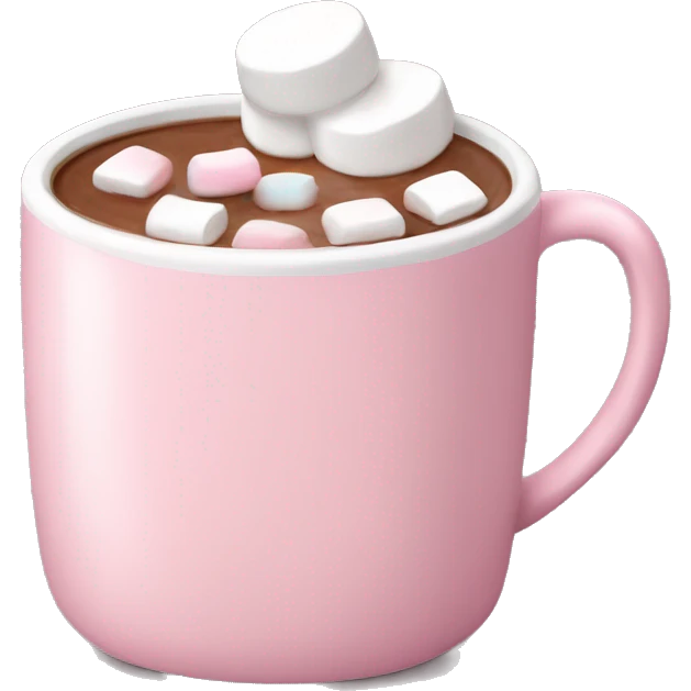 Light Pink mug of hot chocolate with marshmallows  emoji