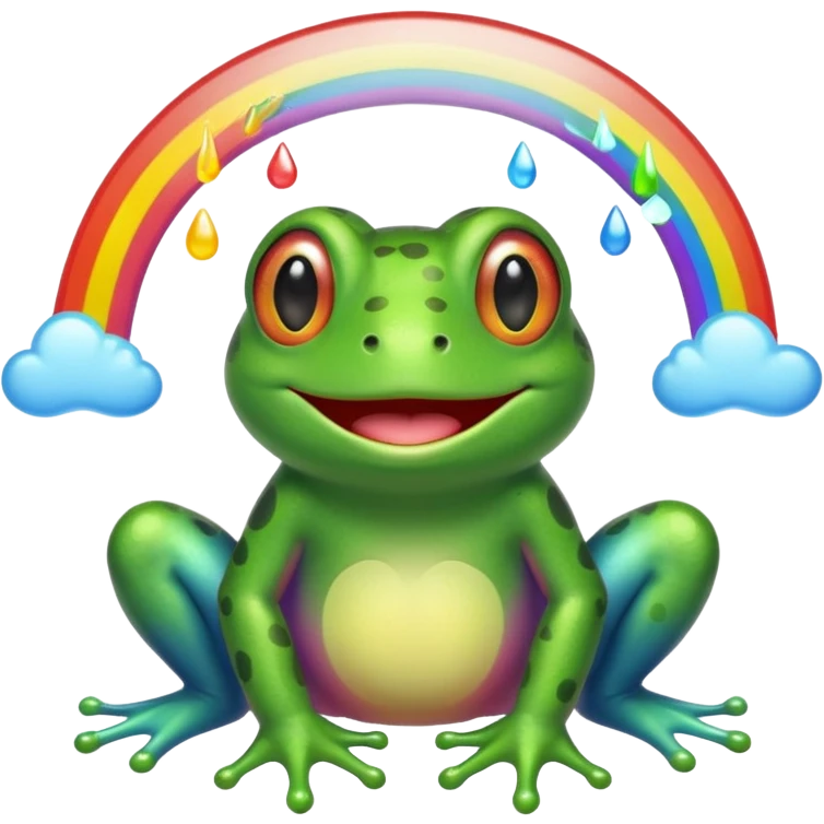 playful frog with rainbow cheeks emoji