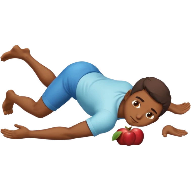 fullbody apostle in prone pose, apple emoji style, unique facial expression emoji