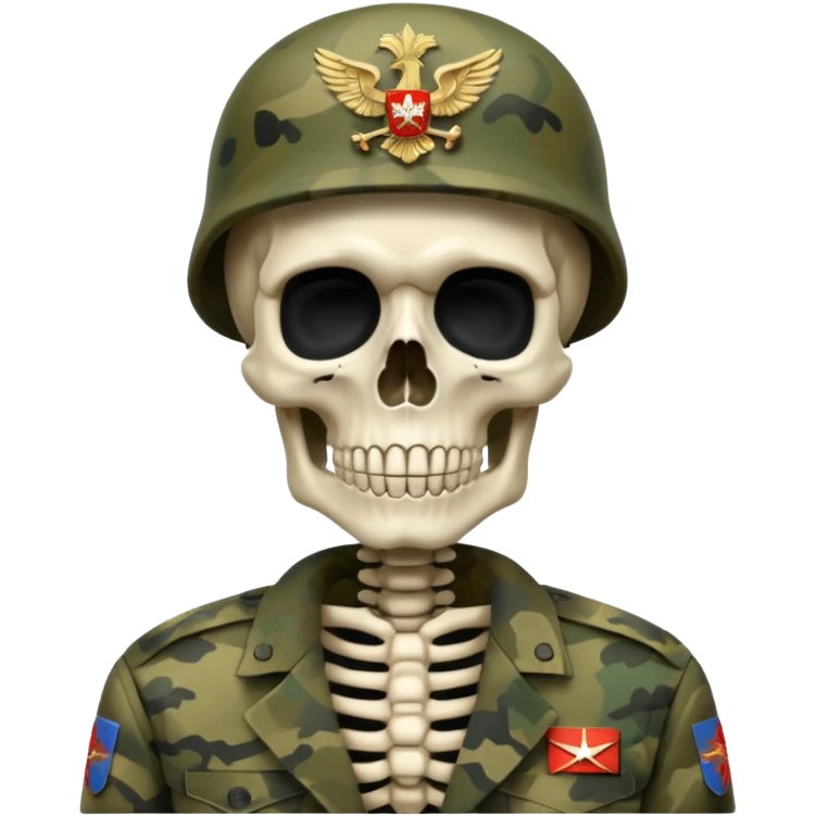 generate a ultra realistic skeleton in Russian military camouflage emoji