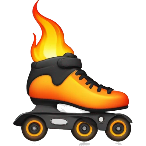 Rollerblade in line with wheels on fire emoji