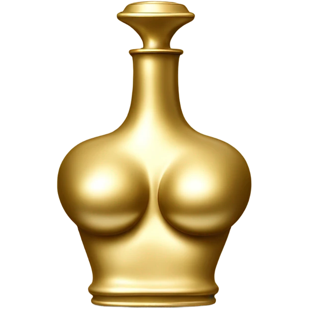 Gold perfume bottle shaped like top of woman’s body no head emoji