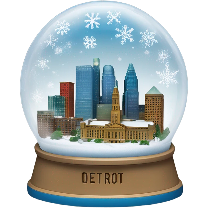 Detroit city skyline snow globe emoji